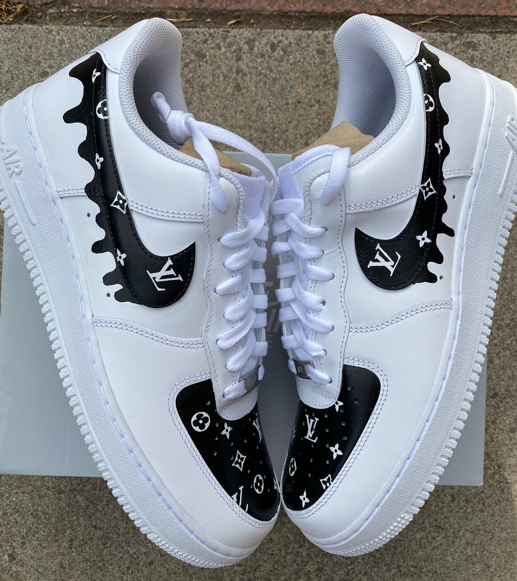 Black pattern drip AF1 customs