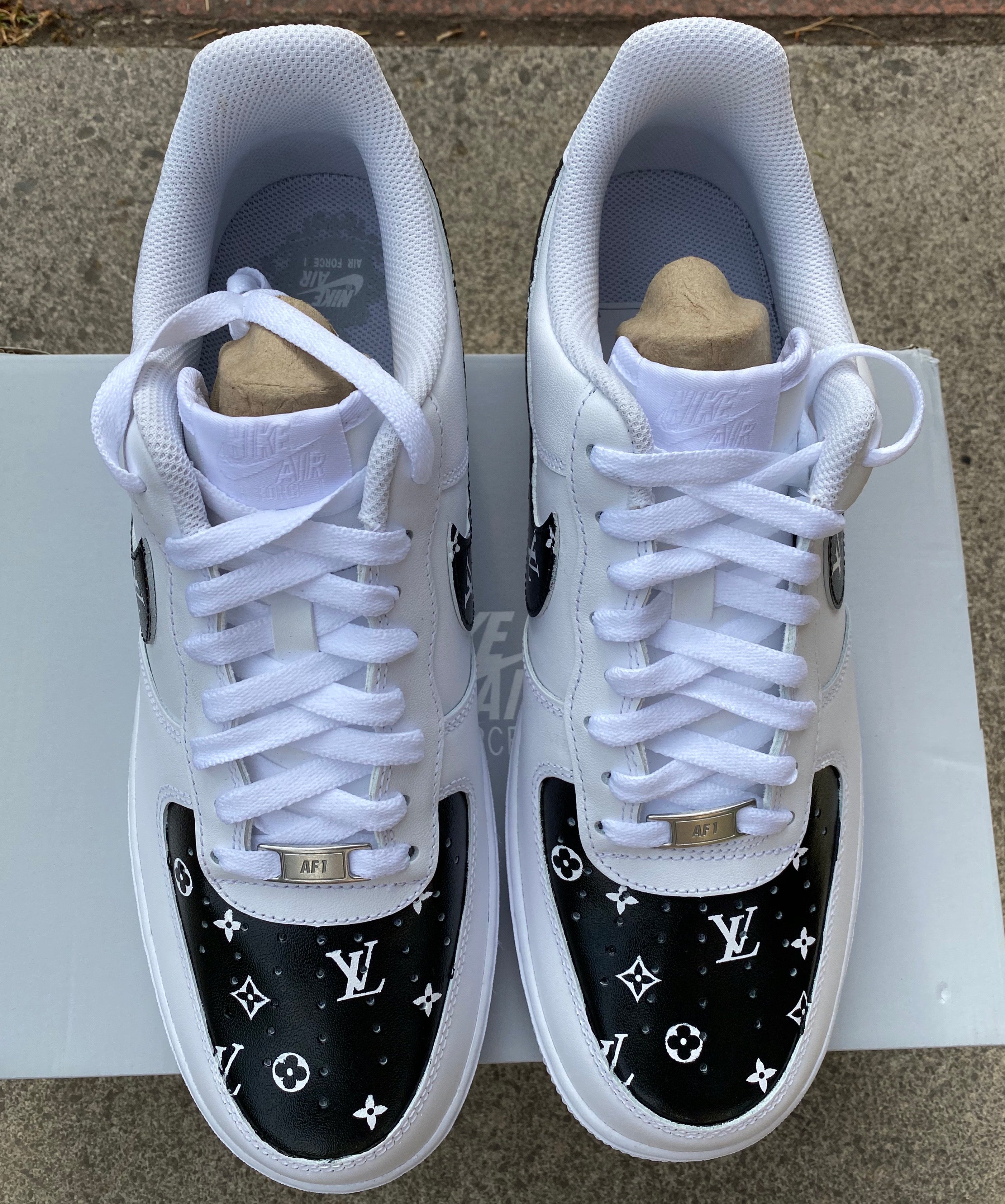 Black pattern drip AF1 customs