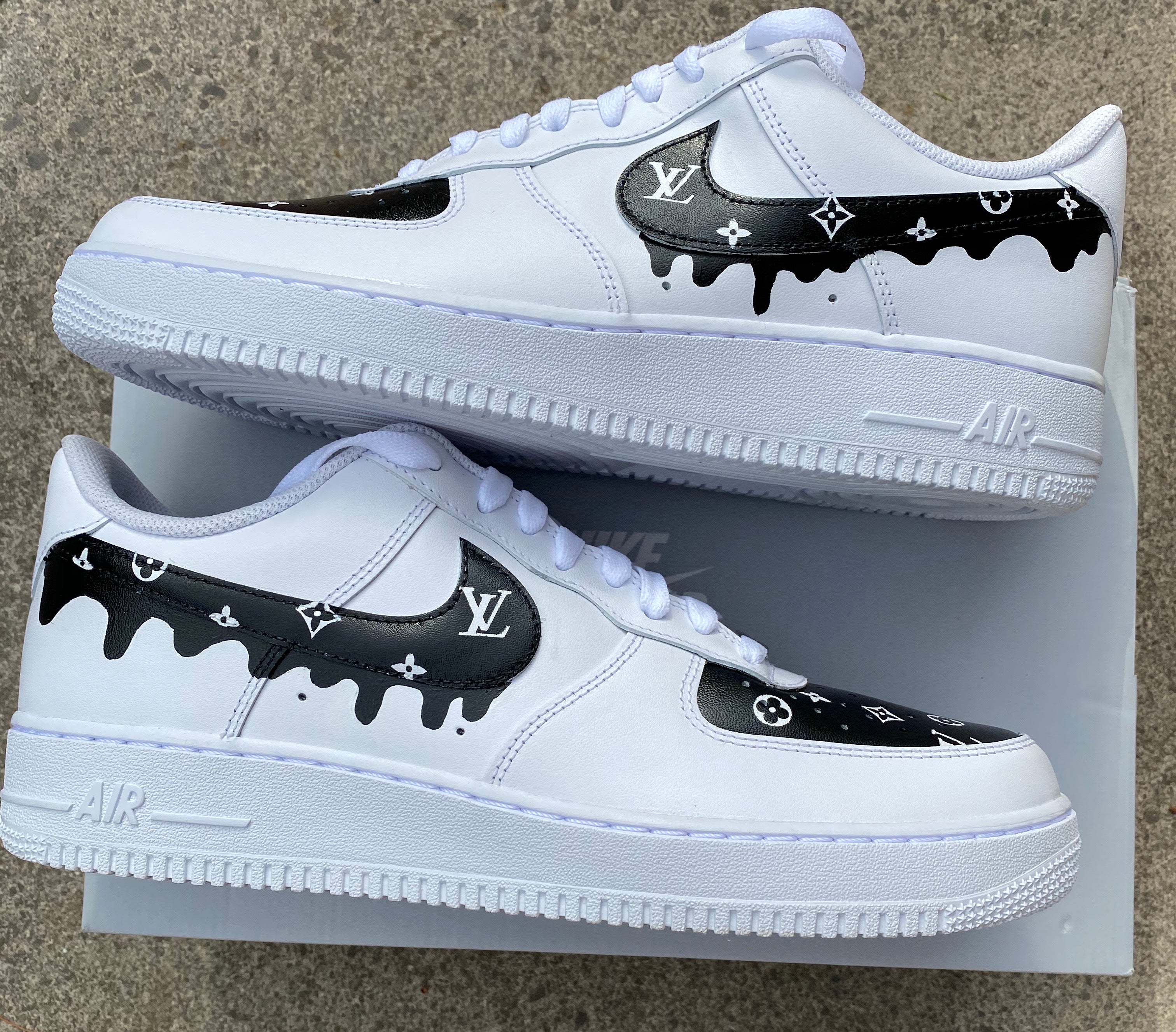 Black pattern drip AF1 customs