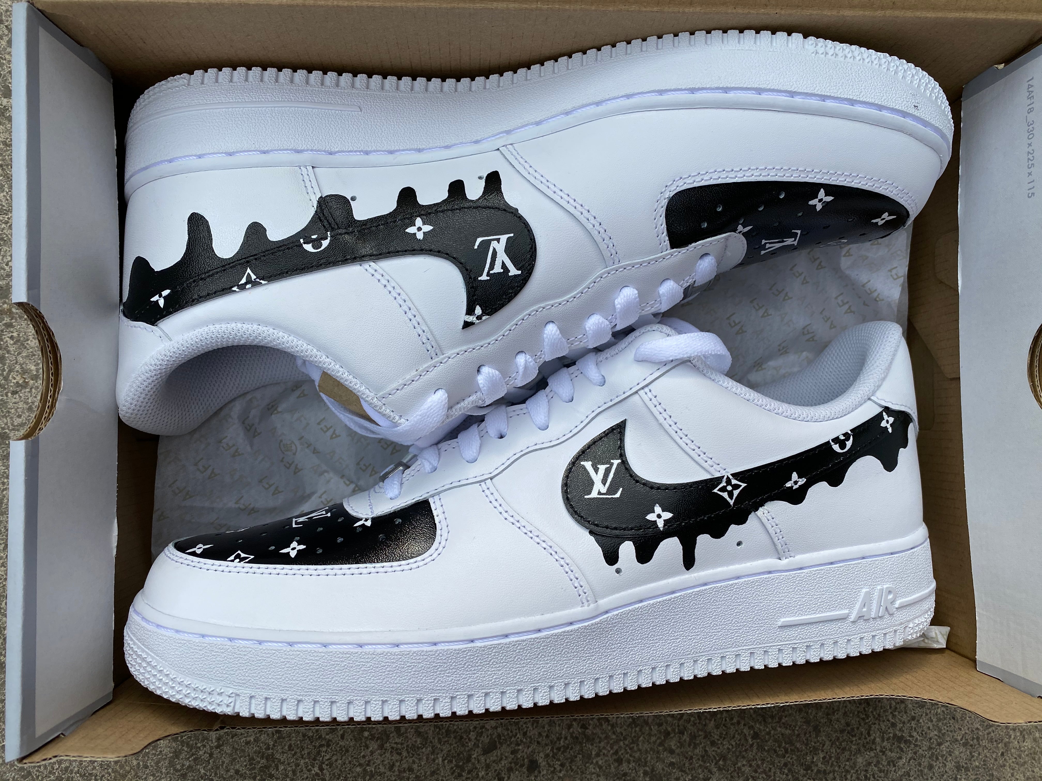 Black pattern drip AF1 customs