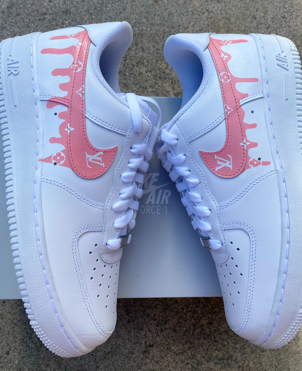 Pink pattern drip AF1 customs